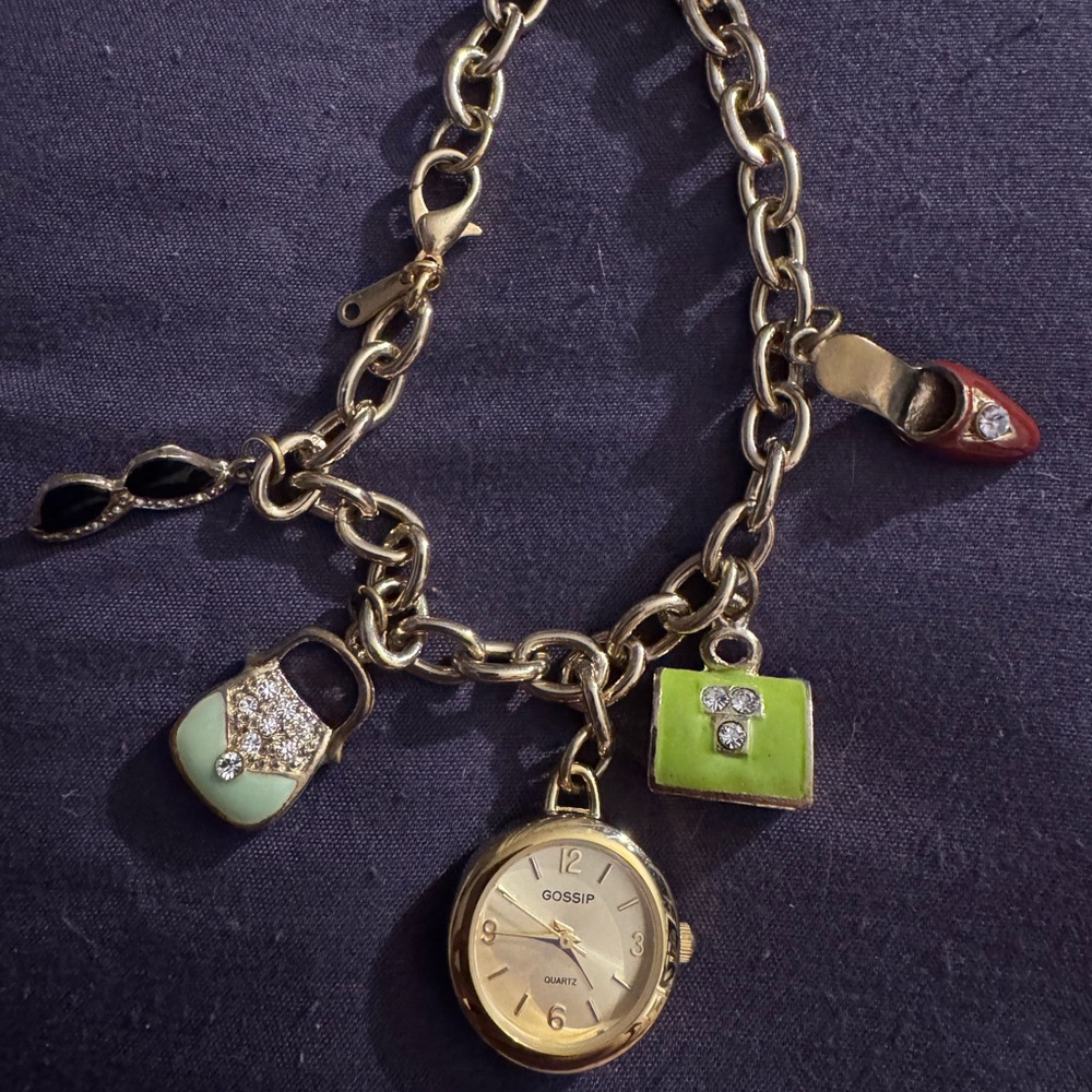 Gossip Watch 22mm Gold Tone Charm Bracelet